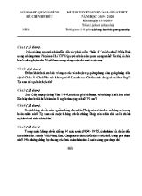Đề thi tuyển sinh vào Lớp 10 THPT môn Lịch sử (Chuyên) - Năm học 2019-2020 - Sở giáo dục và đào tạo Quảng Bình (Có đáp án)